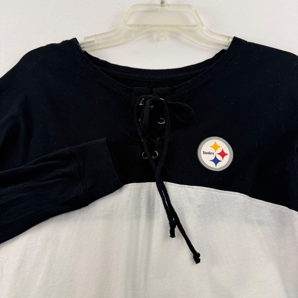 Pittsburgh Steelers NFL Team Apparel Women XS‎  Long Sleeve Lace Up Shirt